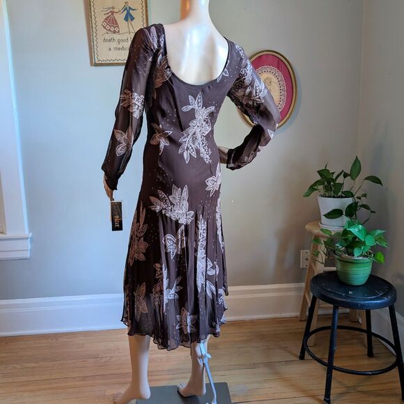 NWT Vintage Y2K Eva Blue Brown Midi Dress Fairycore Beaded Sequin Whimsygoth 10 - Picture 6 of 15